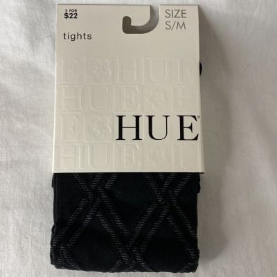 Hue Woven Diamond Tights w/ Control Top ~ Size S/M ~ Color Black